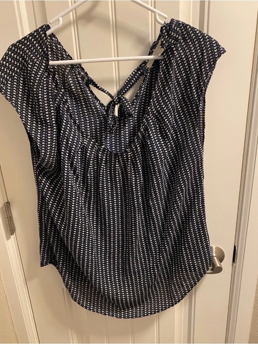 Lc Lauren Conrad  L Top Black White Heart Print Blouse  Large Shirt Lg Read Desc